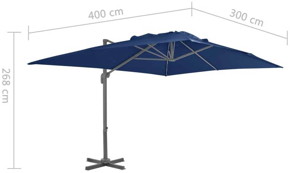 Gembinis sodo skėtis su aliuminio stulpu, mėlynas, 4x3m