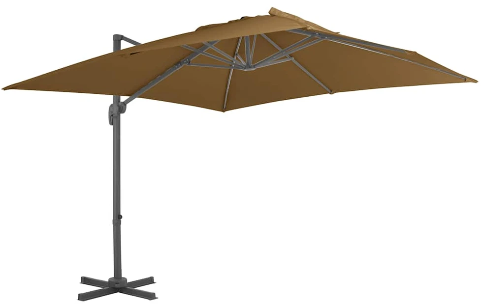 Gembinis sodo skėtis su aliuminio stulpu, taupe, 300x300cm