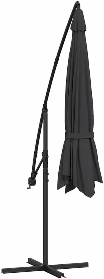Gembinis sodo skėtis su aliuminiu stulpu, juodas, 350cm