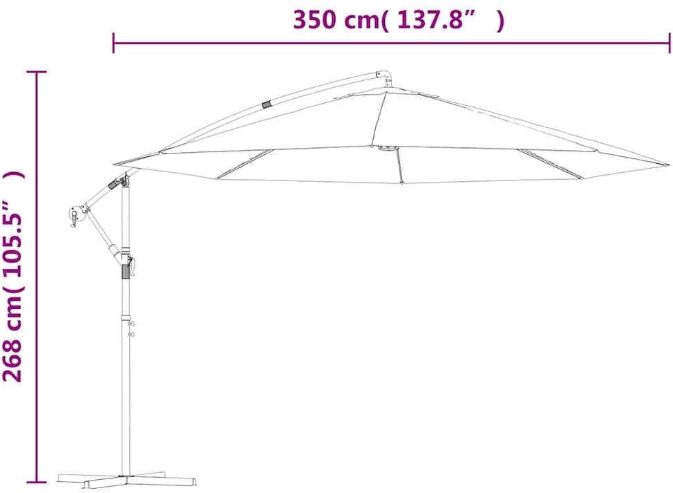 Gembinis sodo skėtis su aliuminiu stulpu, raudonas, 350cm