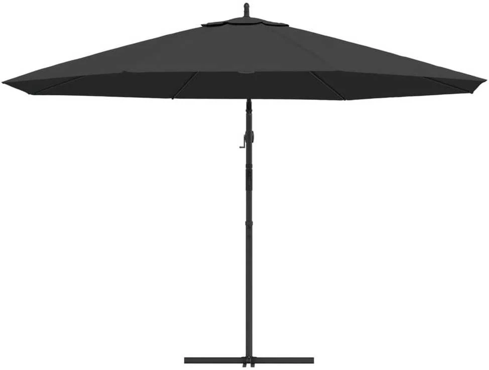 Gembinis sodo skėtis su aliuminiu stulpu, juodas, 350cm