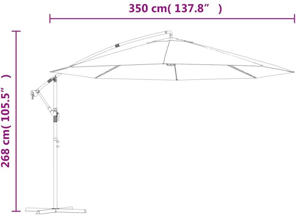 Gembės form. saulės skėtis su alium. stulp., 350 cm, antr. sp.