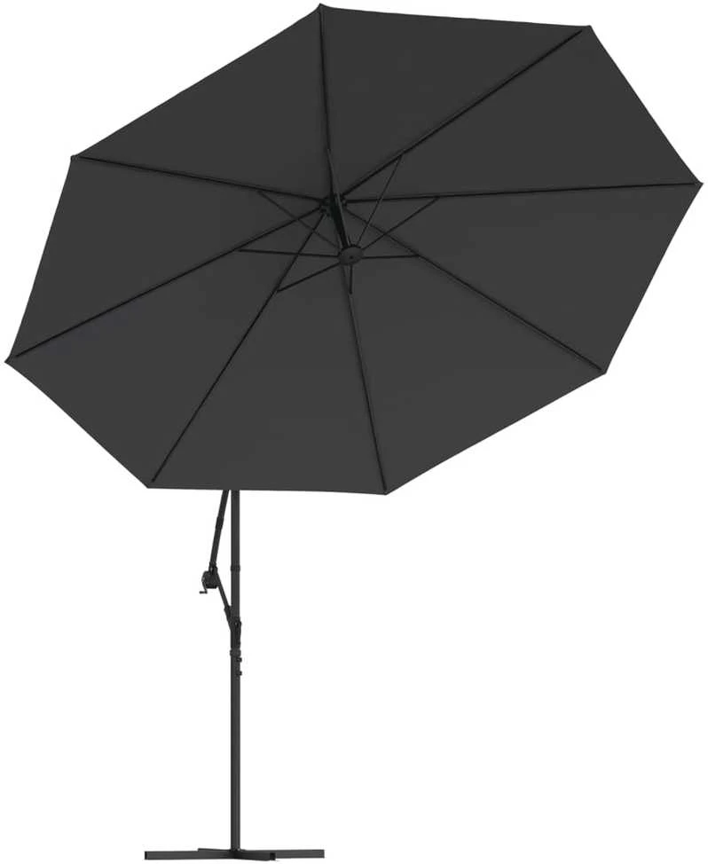 Gembinis sodo skėtis su aliuminiu stulpu, juodas, 350cm