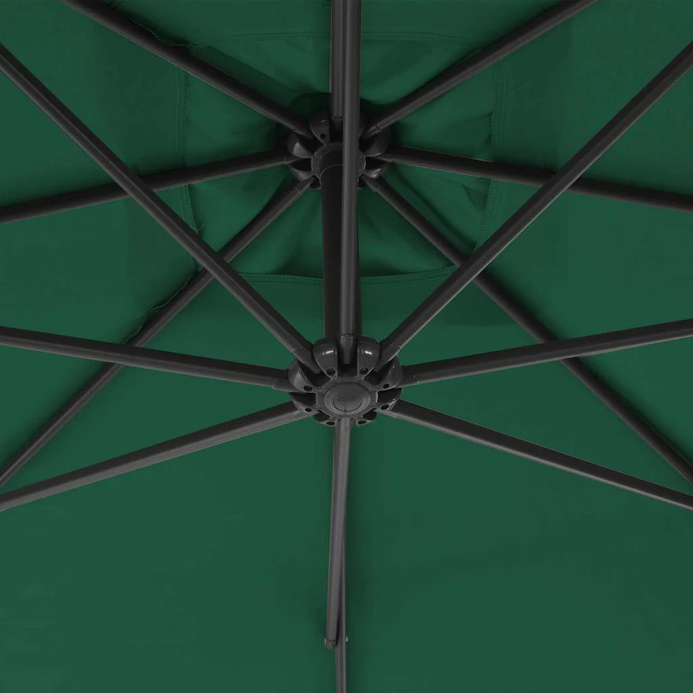 Gembinis sodo skėtis su plieniniu stulpu, žalias, 300cm