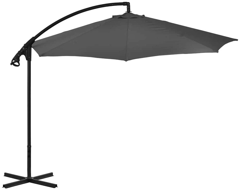 Gembinis sodo skėtis su plieniniu stulpu, antracito, 300cm