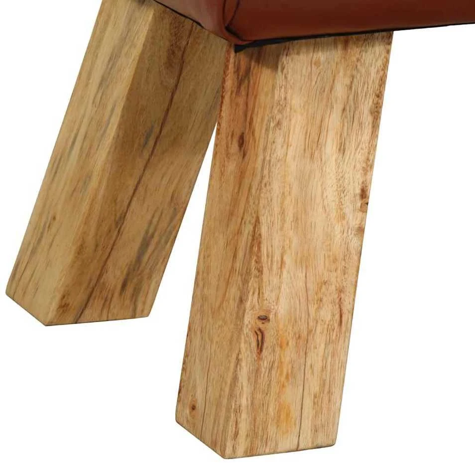 Gimnastikos arklys, rudas, 110cm, tikra oda ir mango masyvas