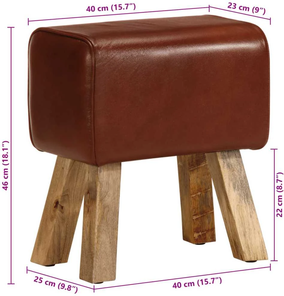 Gimnastikos arklys, rudas, 38cm, tikra oda ir mango masyvas