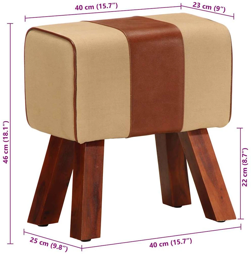 Gimnastikos arklys, rudas, 38cm, tikra oda ir mango masyvas