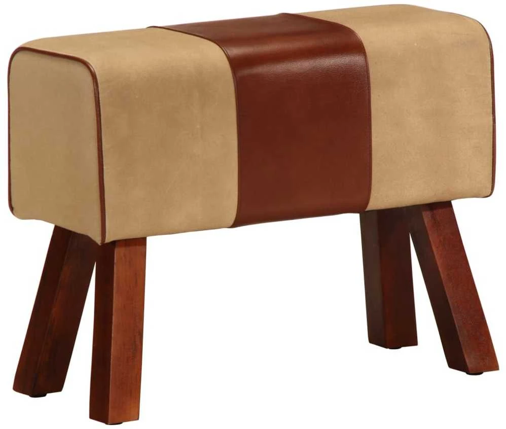 Gimnastikos arklys, rudas, 58cm, tikra oda ir mango masyvas