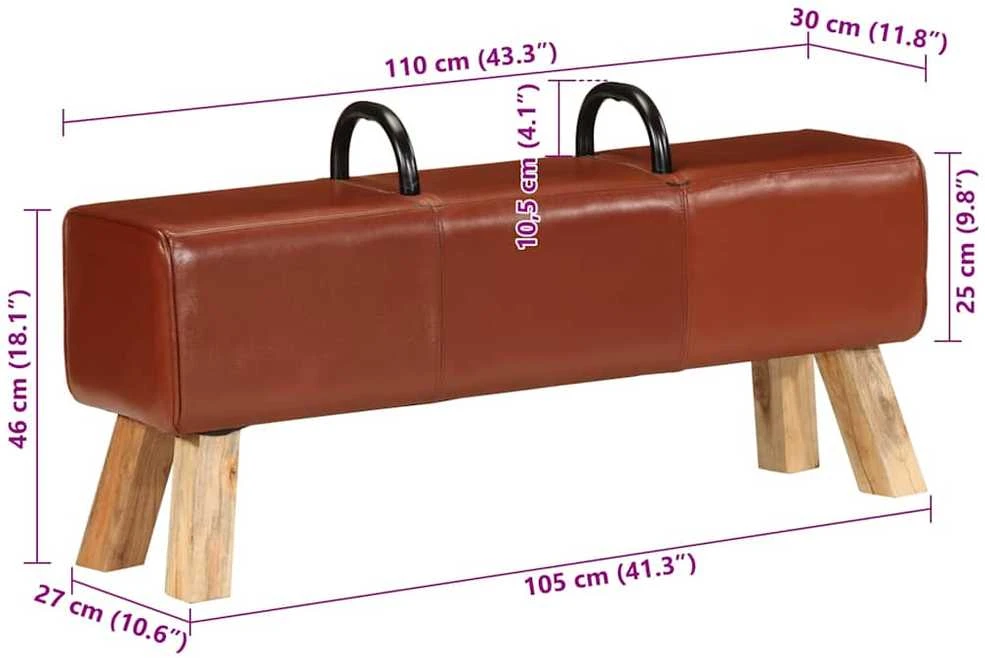 Gimnastikos arklys, rudos spalvos, 110cm, tikra oda