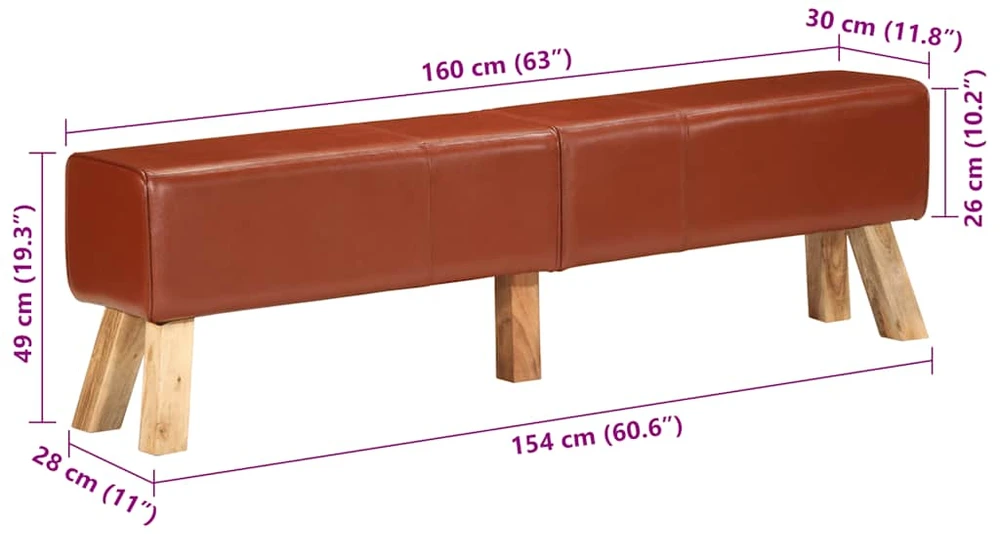 Gimnastikos arklys, rudos spalvos, 160cm, tikra oda