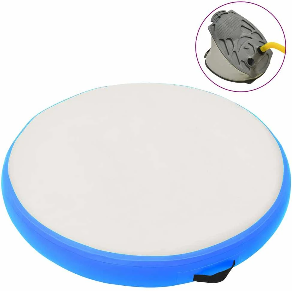 Gimnastikos kilimėlis su pompa, mėlynas, 100x100x10cm, PVC