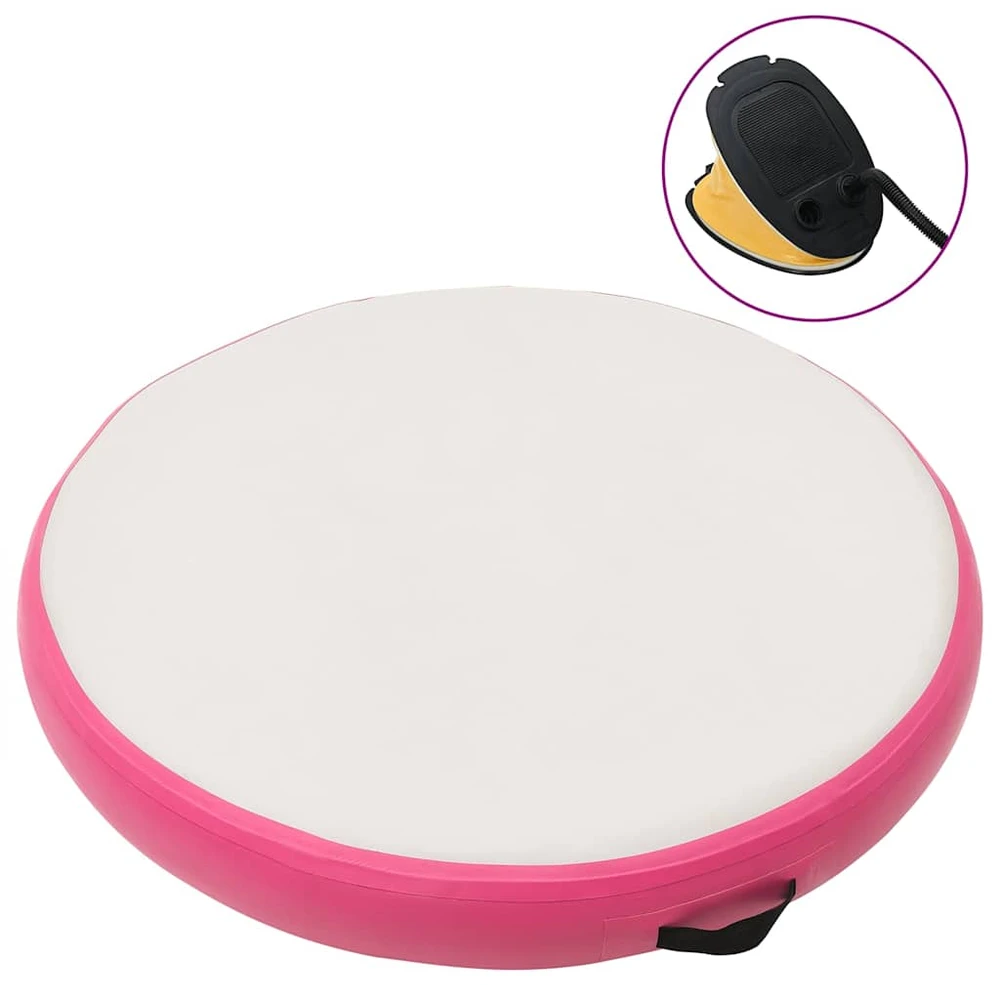 Gimnastikos kilimėlis su pompa, rožinis, 100x100x20cm, PVC