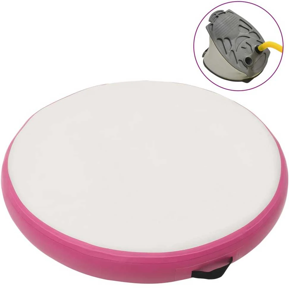 Gimnastikos kilimėlis su pompa, rožinis, 100x100x20cm, PVC