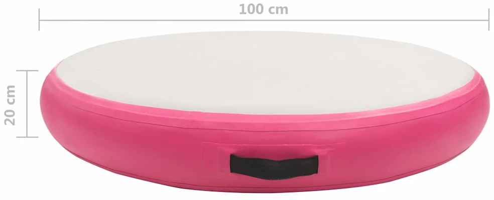 Gimnastikos kilimėlis su pompa, rožinis, 100x100x20cm, PVC
