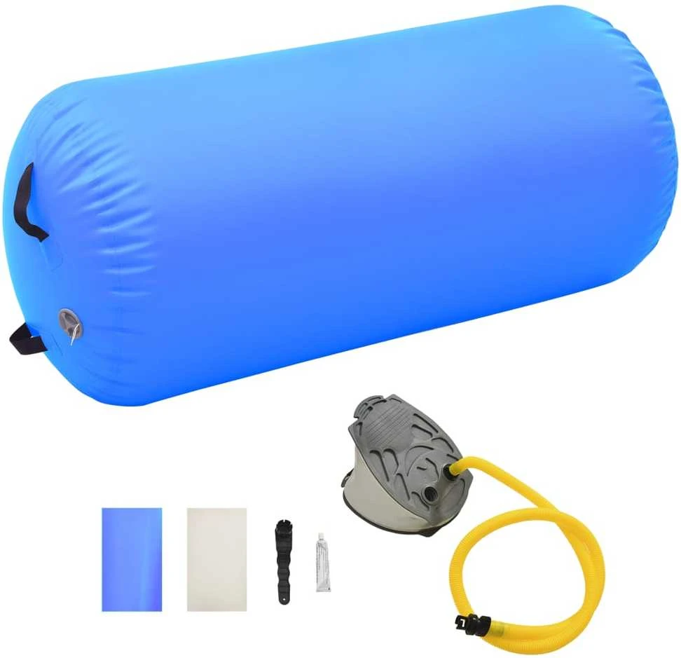 Gimnastikos ritinys su pompa, mėlynas, 120x90cm, PVC
