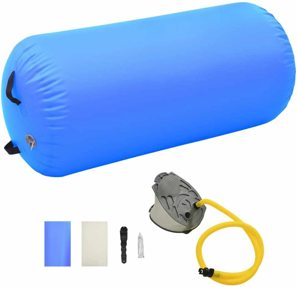 Gimnastikos ritinys su pompa, mėlynas, 120x90cm, PVC