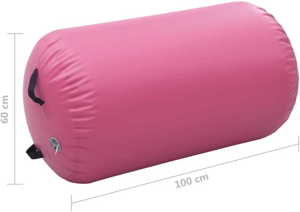 Gimnastikos ritinys su pompa, rožinis, 100x60cm, PVC
