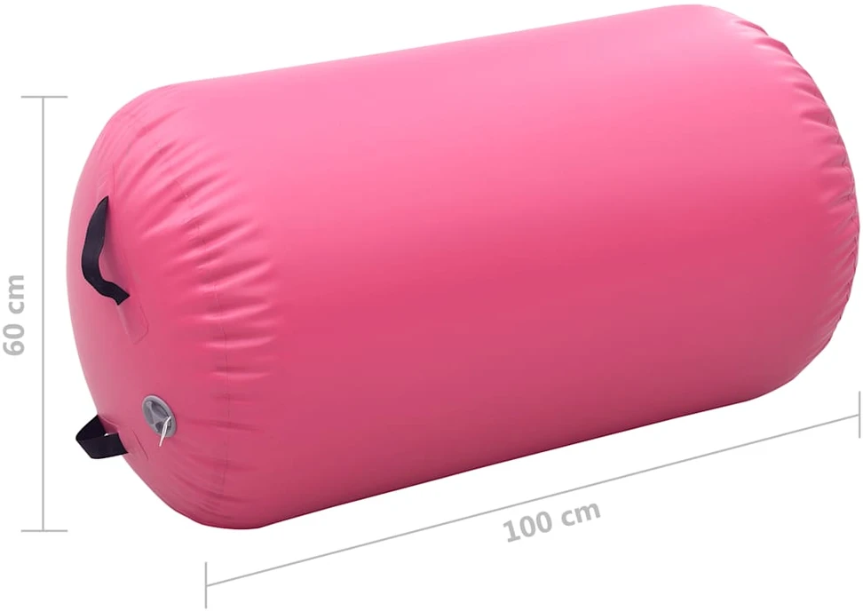 Gimnastikos ritinys su pompa, rožinis, 100x60cm, PVC