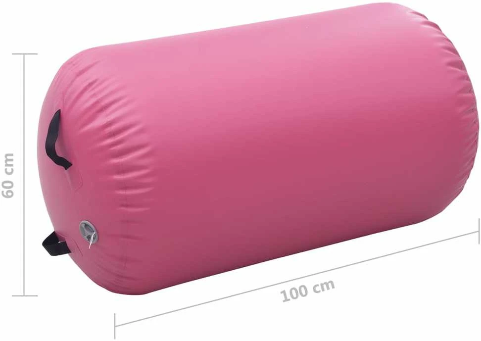 Gimnastikos ritinys su pompa, rožinis, 100x60cm, PVC