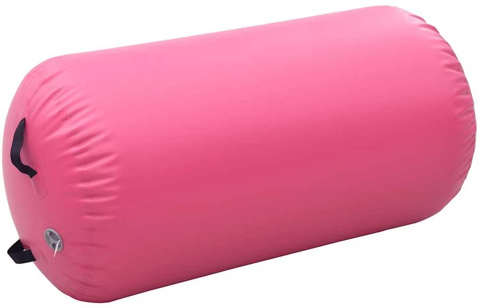 Gimnastikos ritinys su pompa, rožinis, 120x75cm, PVC