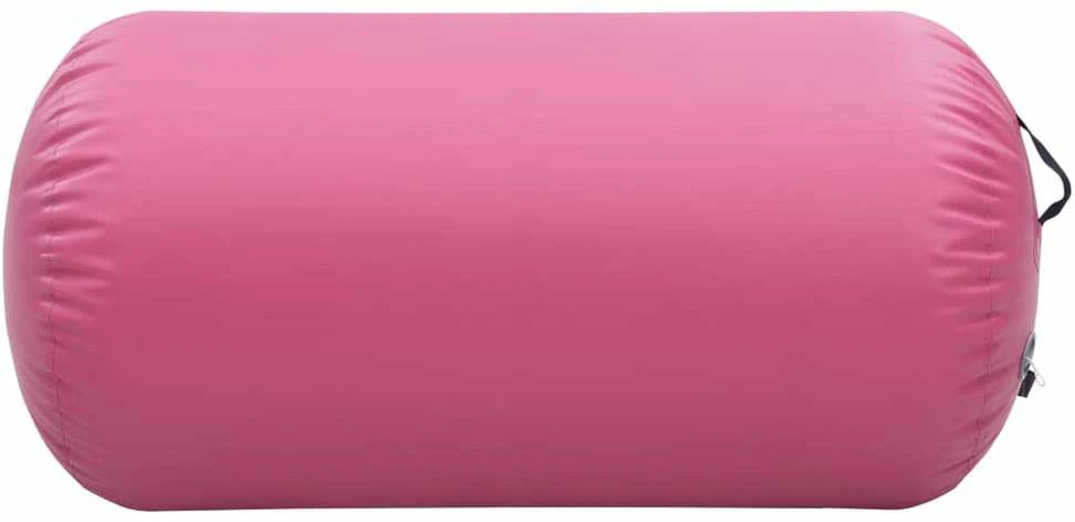 Gimnastikos ritinys su pompa, rožinis, 120x75cm, PVC