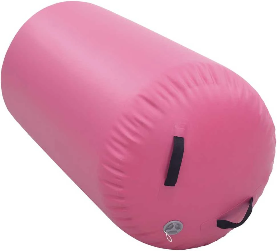 Gimnastikos ritinys su pompa, rožinis, 120x75cm, PVC