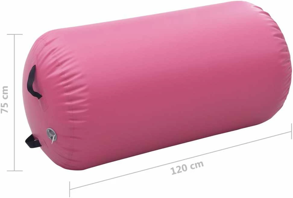 Gimnastikos ritinys su pompa, rožinis, 120x75cm, PVC
