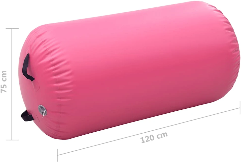 Gimnastikos ritinys su pompa, rožinis, 120x75cm, PVC