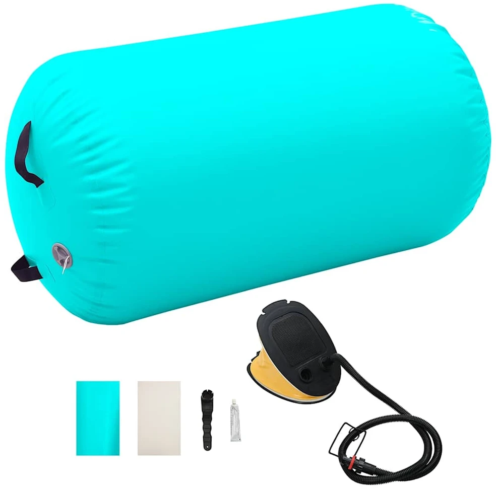 Gimnastikos ritinys su pompa, žalias, 100x60cm, PVC