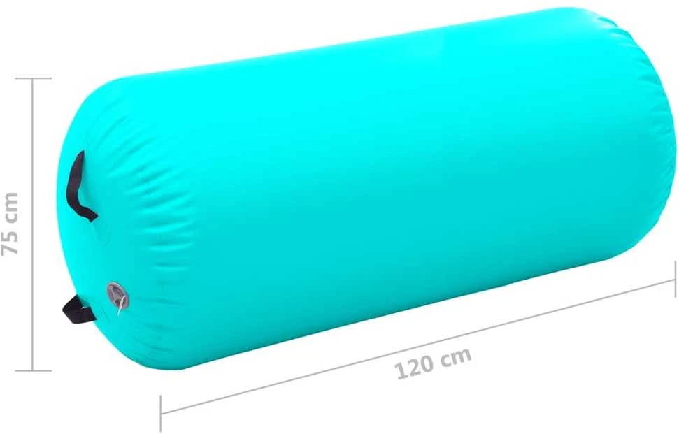 Gimnastikos ritinys su pompa, žalias, 120x75cm, PVC