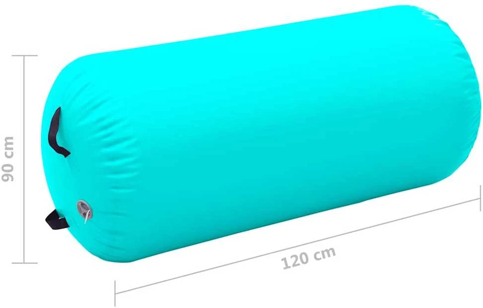 Gimnastikos ritinys su pompa, žalias, 120x90cm, PVC