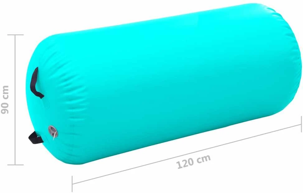 Gimnastikos ritinys su pompa, žalias, 120x90cm, PVC