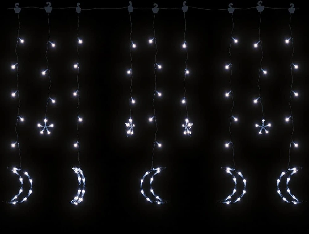 Girlianda žvaigždės ir mėnuliai, 138 šaltos baltos LED lemputės