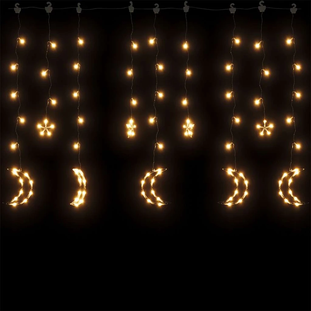 Girlianda žvaigždės ir mėnuliai, 138 šiltos baltos LED lemputės