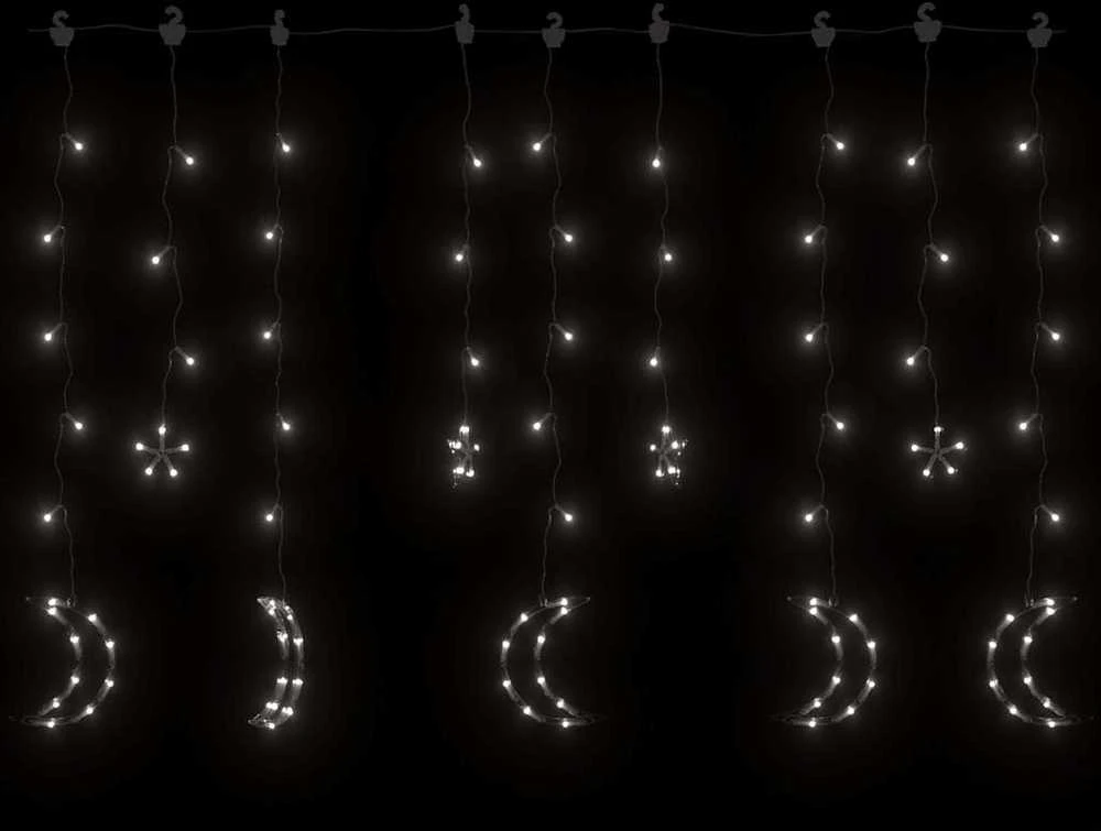 Girlianda žvaigždės ir mėnuliai, 345 šaltos baltos LED lemputės