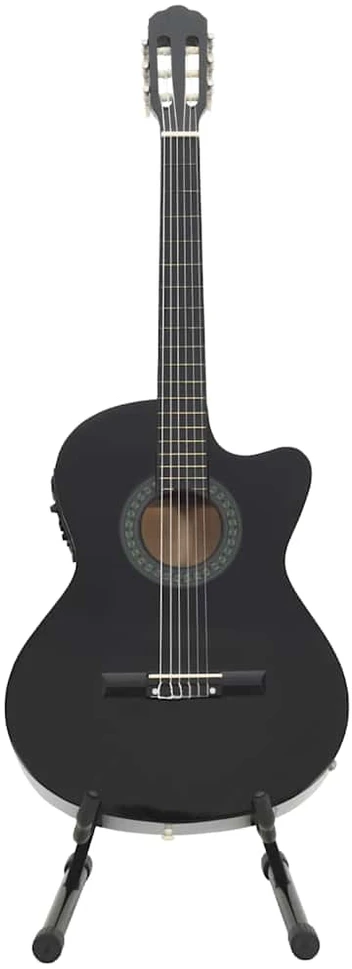 Gitaros rinkinys su ekvalaizeriu, 12 dalių, juodas, 6 stygos