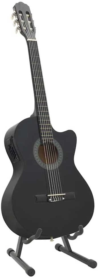 Gitaros rinkinys su ekvalaizeriu, 12 dalių, juodas, 6 stygos