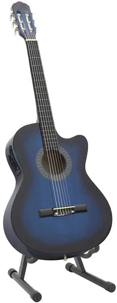 Gitaros rinkinys su ekvalaizeriu, 12 dalių, mėlynas, 6 stygos