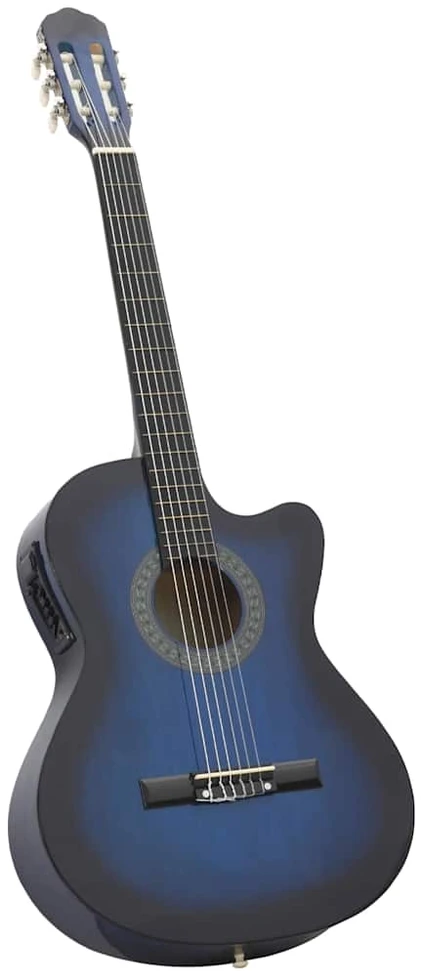 Gitaros rinkinys su ekvalaizeriu, 12 dalių, mėlynas, 6 stygos