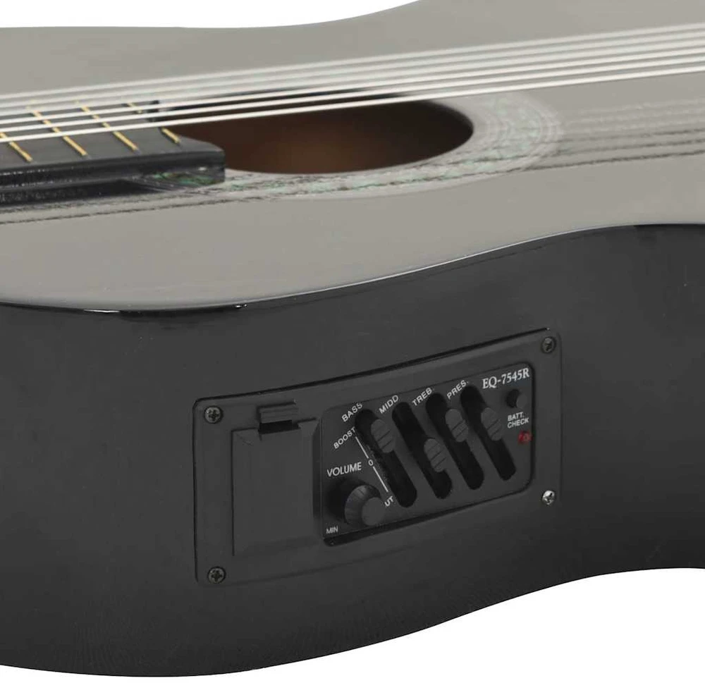 Gitaros rinkinys su ekvalaizeriu, 12 dalių, juodas, 6 stygos
