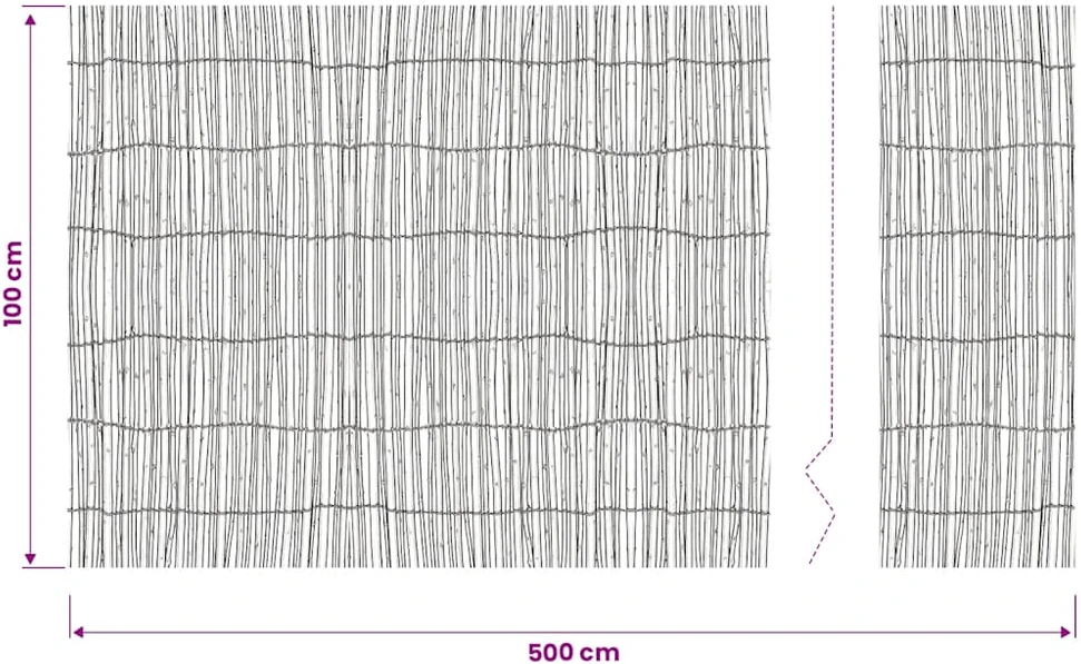 Gluosnio vytelių tvora, 500x100cm