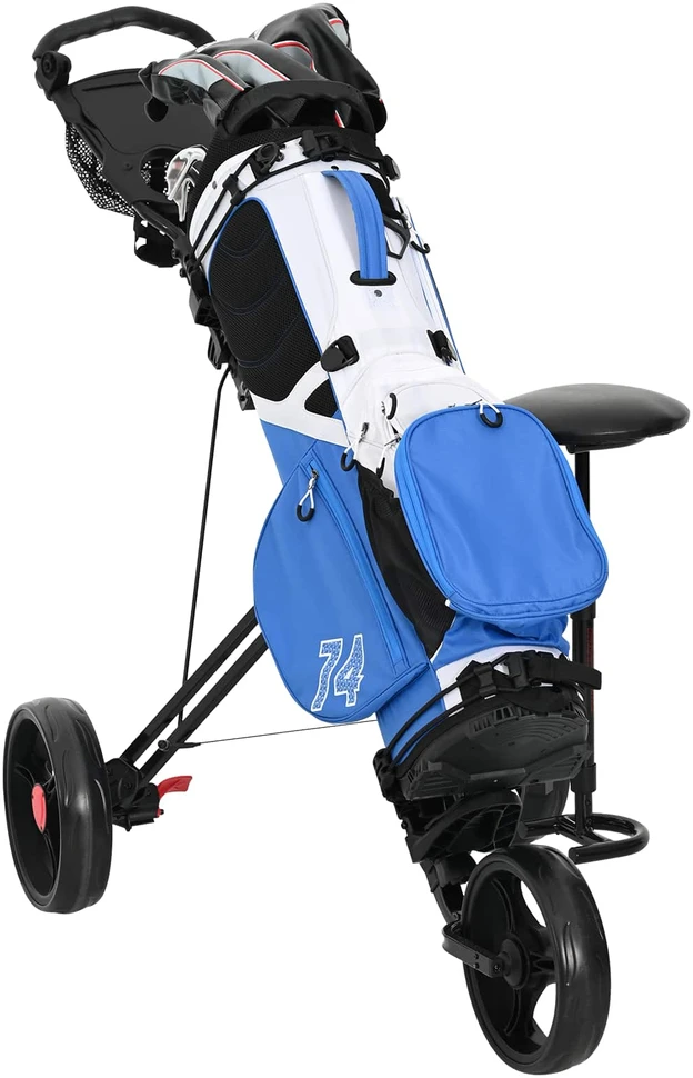 Golfinis vežimėlis su sėdyne Juoda 95 x 69 x 114 cm Geležis