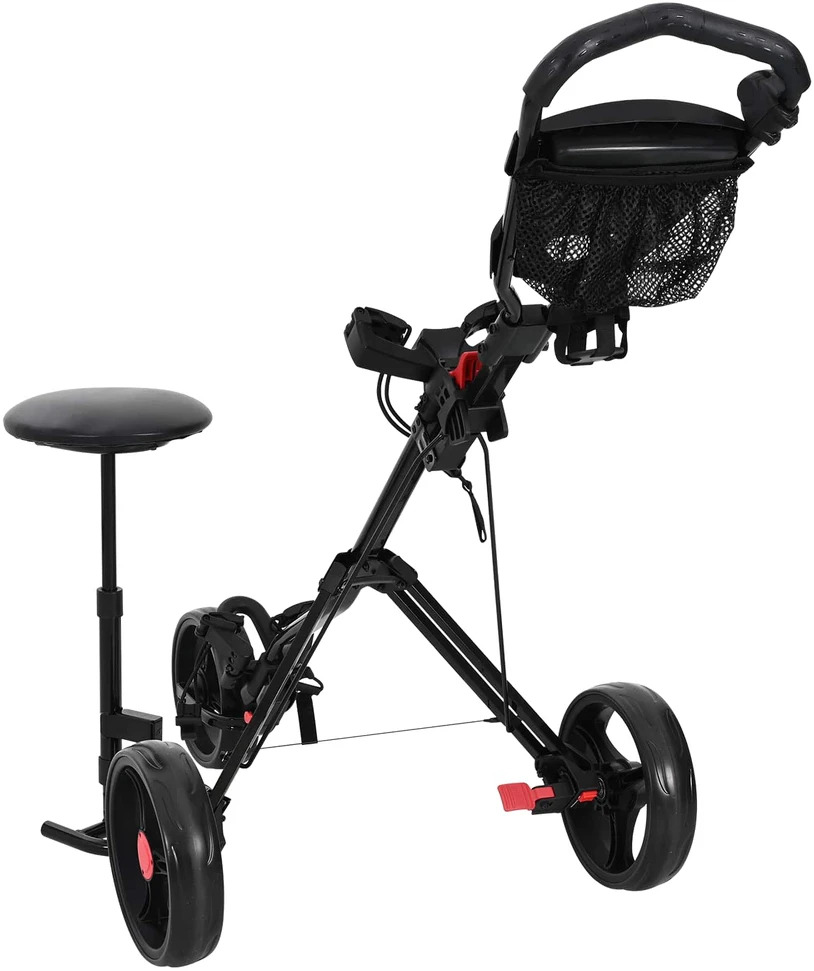 Golfinis vežimėlis su sėdyne Juoda 95 x 69 x 114 cm Geležis