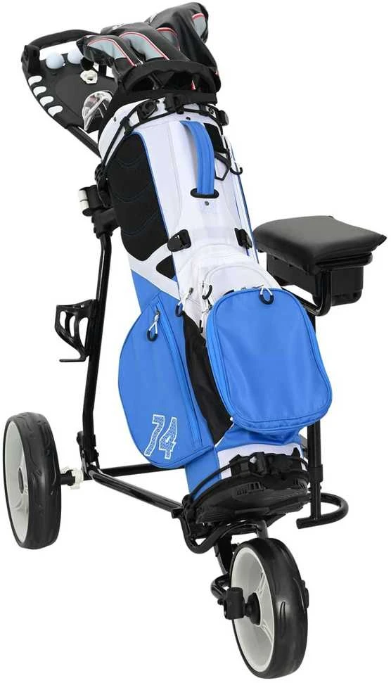 Golfinis vežimėlis su sėdyne Juoda ir Balta Geležis