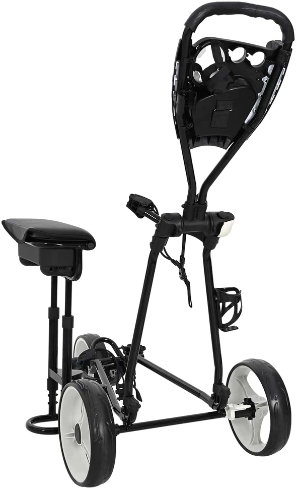 Golfinis vežimėlis su sėdyne Juoda ir Balta Geležis