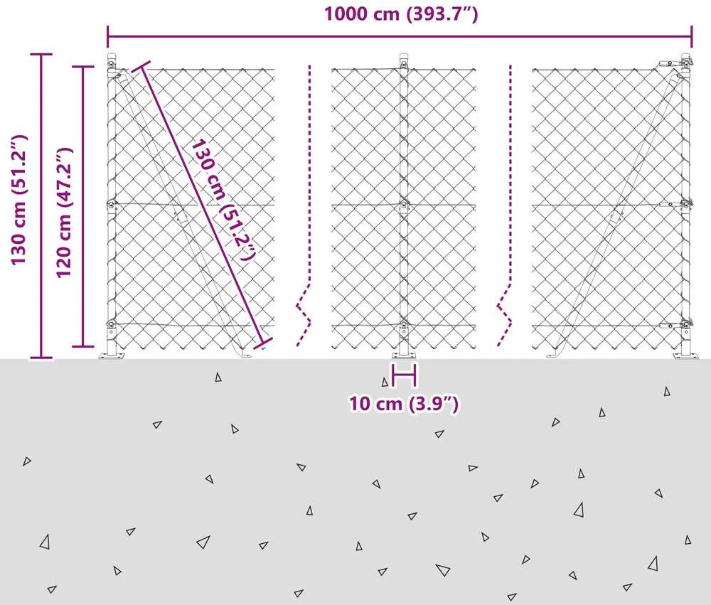 Grandininė tvora su betono baze 10 x 1,2 m PVC dengtas plienas