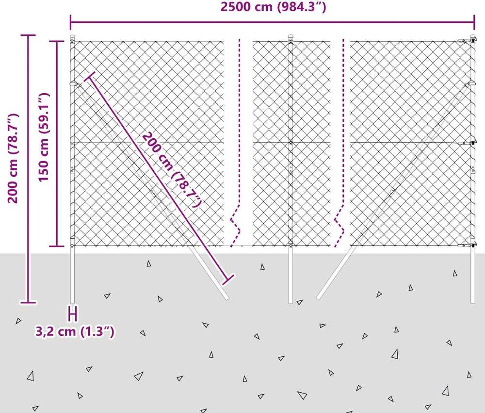 Grandinės tvoros tvirtinimas 1,5 x 25 m PVC dengtas plienas
