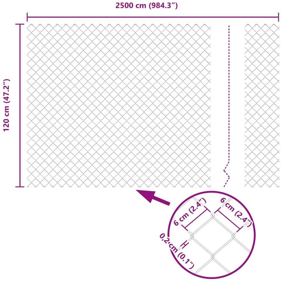 Grandinės ryšio tvora 25 x 1,2 m Galvanizuotas plienas
