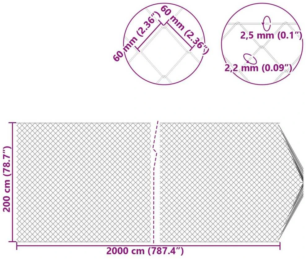 Grandinės ryšio tvora 2 x 20 m Plienas Žalia